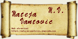 Mateja Vantović vizit kartica